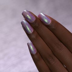 Iridescent Deep Purple Holographic Jelly Nail Polish Purple Iridescent Nails, Mlp Nails, Purple Sparkly Nails, Iridescent Nails, Jelly Nail Polish, Hoco Nails, Purple Holographic, Classy Nail Art, Jelly Nail