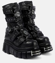 Gamer leather platform ankle boots Emo Boots, Alt Shoes, New Rock Boots, Goth Boots, Black Platform Boots