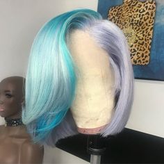 Product Details: Lace Front Wig Virgin Human Hair Custom Color Wig *Cap Style-Lace Front Wig *Material-Virgin Human Hair *Color-Same As Picture *Density-150% *Cap Size-Medium Baby Blue Wig, Colorful Wigs, Lace Fronts, Creative Hair Color, Birthday Hairstyles, Blue Wig, Birthday Hair, Sew Ins, Colored Wigs