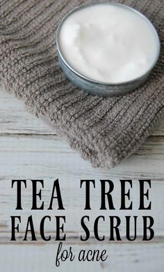 Tea Tree Facial Scrub - The Pistachio Project Face Scrub For Acne, Tea Tree Facial Scrub, Baking Soda Facial, Acne Scrub, Facial Recipe, Diy Tea, Diy Skin Care Recipes, Tree Faces