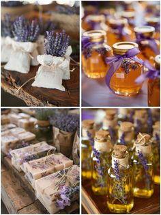 various pictures of soaps and bottles with lavender flowers on them