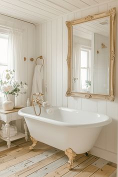 45+ Creative Farmhouse Bathroom Ideas for a Timeless Look French Farmhouse Bathroom, French Cottage Bathroom, Modern Farmhouse Bathroom Ideas, Vintage Farmhouse Bathroom, Reclaimed Wood Mirror, Farmhouse Bathroom Ideas, Rustic Wooden Bench, Rustic Farmhouse Bathroom, Elegant Farmhouse