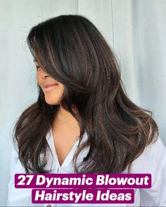 Embrace the depth of dimensional brunette, accented with sun-kissed hints. Long, sweeping layers bring volume and movement, crafted into a blowout with gentle waves that frame the face for an airy, effortless style. Ideal for a polished yet easy-to-wear look. Curious? Click for our gallery and follow us on Pinterest for more styles! ** Photo Credit: Instagram @myu.hm Sweeping Layers, Dimensional Brunette, A Blowout