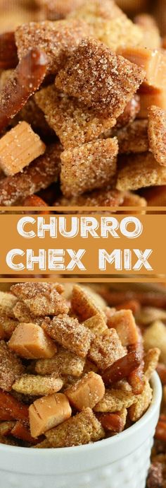 this is an image of churro chex mix