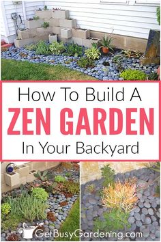 how to build a garden in your backyard with rocks and stones on the ground, including plants