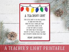 a teacher's light printable christmas poem