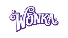 the word wonka in purple and white with swirls on it's sides