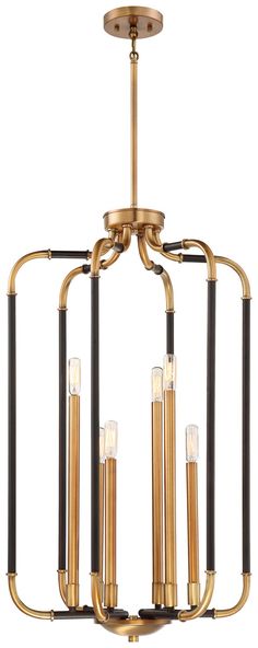 Liege Pendant in Aged Kinston Bronze with Brass Hi Minka Lavery Lighting, Entryway Chandelier, Modern Entryway, Foyer Lighting, Geometric Chandelier, Foyer Pendant, Candle Chandelier, Minka Lavery, Designer Candles