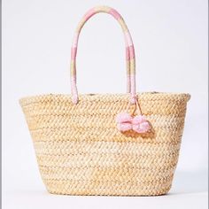 Perfect For The Pool, The Beach And Everything In Between. Pom Pom Tote Bag, Pink Beach Bag, Fringe Tote Bag, Pool Bag, Tory Burch Tote, Leather Tote Purse, Canvas Purse, Nylon Tote Bags, Brown Leather Totes