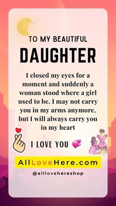 a card with the words to my beautiful daughter