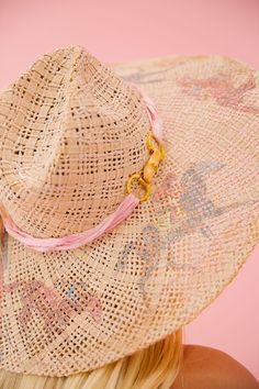 Upgrade your summer style with the LETS RACE SUN HAT! This cream sun hat features a playful racing horse design and a stylish pink ribbon band with a gold horse bit accent. Perfect for a day at the races or a sunny day at the beach. Don't horse around without this must-have accessory! This hat is ONE OF A KIND, created by our owner Stephanie. To receive item quicker, expedited shipping is available at checkout. Gold Horse, Horse Bits, Horse Designs, Pink Ribbon, Sun Hats, Sunny Days, Sunnies, Sun, Summer Fashion