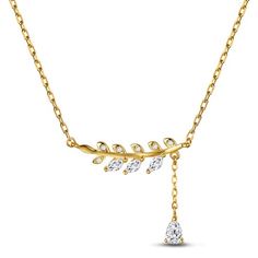 Leaf CZ Pendant Necklace Minimal Necklace, Cz Pendant, Wholesale Beads, Silver Leaf, Jewelry Making Supplies, Cubic Zirconia, Diamond Necklace, Chain Necklace, Gold Necklace