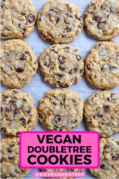 vegan doubletree cookies with text overlay