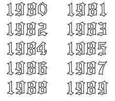 the letters and numbers in gothic script