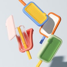 an ice cream and popsicle lolly popper are shown in this 3d image