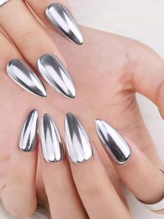 Color: Silver Nail Shapes: Almond Type: Color Nails Batteries Included: No Press On Nails Material: ABS Product Measurements in cm : Length Width 2.3-1.81 1.36-0.7 Nail Coat, Chrome Nail Powder, Gel Polish Manicure, Mirror Nails, Metallic Nails, Pigment Powder, Gold Chrome, Chrome Nails, Artificial Nails