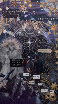 a collage of images with stars and other things on it, including the words starlight