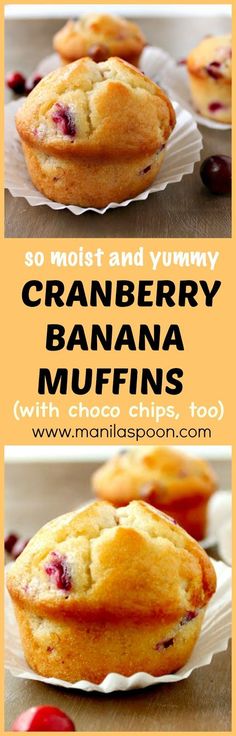 cranberry banana muffins with choa chips too are the perfect breakfast treat