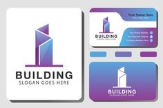 a business card with the letter i on it and a building logo in the middle