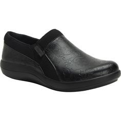 "Find ALEGRIA BY PG LITE Duette Loafer on Editorialist. Made of smooth faux leather, this sleek loafer is built for comfort and flexibility with padded collar and lightweight slip-resistant rocker sole. 1\" heel Removable cushioned insole with arch support Synthetic upper/textile lining/synthetic sole Imported" Black Nurse, Nurse Shoes, Alegria Shoes, Nursing Shoes, Black Patent Leather, Loafers For Women, Boots Shoes, Loafer Shoes, Slip On Shoes