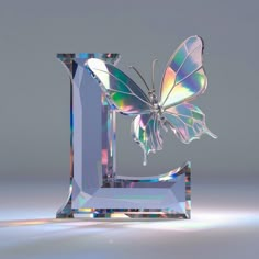 a glass sculpture with a butterfly on it