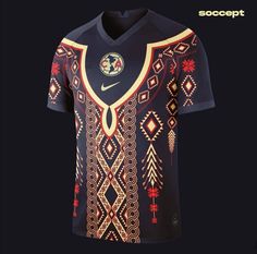 the nike soccer jersey is designed to look like an ethnic pattern