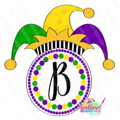 a clown hat with the letter b on it's front and bottom corner is shown