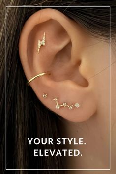 an ear with three stars on it and the words, your style written in gold