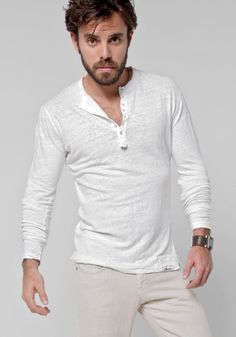 From boardwalk strolls to backyard lounging, you’ll look fresh in this long sleeve Henley T-Shirt in white. The Linen V Neck Henley T-Shirt for Men Italian Style JERSEY LINEN FITTED LONG SLEEVE HENLEY T-SHIRT as It features a flattering body-shaping fit and cozy linen material for a heavenly feel.#1102 Claudio Milano unique creative Italian Linen style fashion design Men Italian Style, Cozy Dress Outfit, Linen Style Fashion, Mens Linen Pants, Collarless Shirt, Italian Dress, Linen Dress Women, Fitted Long Sleeve, Henley T Shirt