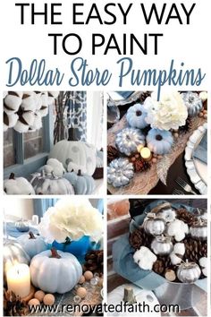 easy and elegant decor with blue pumpkins