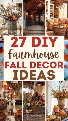 the collage shows different fall decor ideas