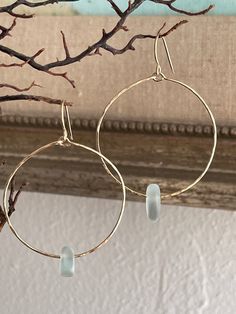 "Light Aqua Sea Glass in Gold or Silver Hammered Hoop earrings Material: 14K Gold Filled Wire hoop and Ear hook. Light Aqua tumbled Sea Glass  Hand hammered, shiny and very pretty. 2.5\" long drop x 1.5\" wide Handmade by me with Aloha.  Ask me about combined shipping. Mahalo for shopping." Hoop Earrings With French Hook For Gift, Homemade Jewellery, Aqua Culture, Earrings Ideas, Hammered Hoop Earrings, Light Aqua, Jewelry Lookbook, Ear Hook, Hammered Silver