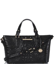 From the Melbourne Collection by BRAHMIN&#x2C; the Mini Asher Crocodile-Embossed Tote Bag features:Crocodile-embossed leatherZip closureLined interiorBack slide-in pockets insideDouble handlesRemovable/adjustable strapFooted bottomApprox. 11.5" x 7.5" x 4" bag; 5" handle drop; 23.5" strap dropApprox. weight 2.31 lbs. Imported.Due to the nature of the materials used&#x2C; each Brahmin product is on Nature, Handbag Care, Leather Billfold, Brahmin Bags, Mens Black Leather, Leather Shops, Wallet Accessories, Slide In, Handbag Shopping