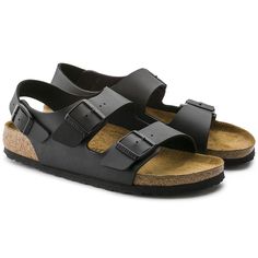 Milano Birko-Flor Black Women Birkenstock, Black Birkenstocks, Black Birkenstock, Birkenstock Sandals, Birkenstock Milano, Ballet Slippers, Flat Sneakers, Nubuck Leather, Mens Sandals