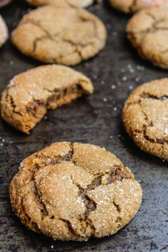 chocolate chip cookies on a baking sheet ready to be eaten