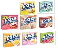 six boxes of extra dessert delights are shown