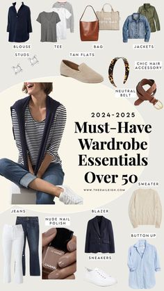 2024 Classic Summer Capsule Wardrobe for Women Over 50 — THE DAILEIGH Winter Spring Outfits 2024, Capsule Packing, Clothes Basics, Capsule Dressing, Classic Closet, Flattering Outfits