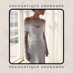 an advertisement for the enchantique de adornmen show, featuring a woman in white