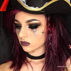 Pirate Girl Makeup, Pirate Makeup Ideas, Pirate Halloween Makeup, Pirate Makeup Women, Pirate Makeup, Pirate Hair, Makeup Ideas For Halloween, Makeup Clown, Halloween Makeup Clown