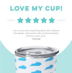 an instagram ad with the words love my cup on it and stars in the sky