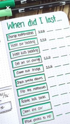 2021 Teacher Bullet Journal Ideas: Mood Trackers, Habit Trackers, & More When Did I Last, Bullet Journal Ideas Templates, Bulletin Journal Ideas, Bullet Journal Mood, Bullet Journal Diy, Bullet Journal Notebook, Bullet Journal Design Ideas, Dot Journals, Bullet Journal Writing