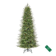 a christmas tree with lights on it next to a green tag that says,'the best