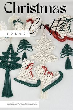 crocheted christmas ornaments with text overlay that reads, christmas crafts ideas free pattern