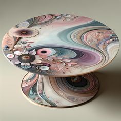 "Discover our exquisite resin art table. Handcrafted with floral and abstract designs, using soft pastel hues of pinks, purples and blues, with hints of gold and silver. An elegant, glossy masterpiece, guaranteed to illuminate any space. #ResinArt #EpoxyResin #ArtfulHome #FeminineDecor #PastelHomeDecor #CraftedTable" Feminine Decor, Pastel Home Decor, Resin Table, Pastel Hues, Art Table, Art Furniture, Soft Pastel, Resin Art, Abstract Design