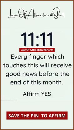 a sign that says, every finger which touches this will receive good news before the end of this month affirm yes