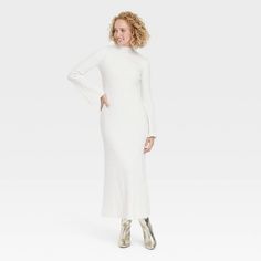 Women's Long Sleeve Maxi Sweater Dress - A New Day™ Oatmeal M Sweater Dress Maxi, Maxi Sweater Dress, Ribbed Bodycon Midi Dress, Maxi Sweater, Sheer Maxi Dress, Sweater Maxi Dress, Long Sweater Dress, Mini Sweater Dress, Sweater Dress Midi