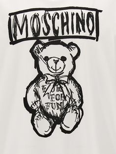 Cotton T-shirt with front logo print, crew neck, short sleeves.MOSCHINOLogo print T-shirttrue to size fit Moschino Tshirt, Bear Logo Design, Moschino Bear, Franco Moschino, Moschino T Shirt, Moschino Men, Maurice Lacroix, Versace Sweatshirt, Moschino Logo