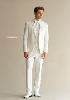 KM14954_W｜男性衣装｜�衣裳を選ぶ｜ビアンベール from Arkbell All White Suits For Men, Vintage Mens Wedding Attire, All White Suit Men, All White Wedding Suit, White Suit Wedding Mens, All White Suit For Men, White Suit For Wedding, White Suit For Groom, White Suits Men