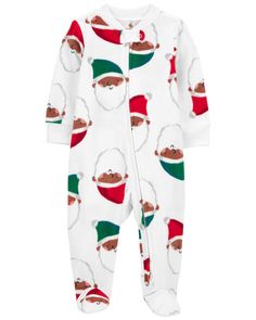 Crafted in snuggly fleece, this 1-piece takes your little one from playtime to bedtime in no time! Zip-up design makes for quick changes and easy dressing. Chemically treated? No way! Carter's polyester is flame resistant... Phew! Baby Santa, Carters Size Chart, Christmas Bib, Infant Clothes, Baby Christmas, One Piece Pajamas, Carters Baby, Easy Dressing