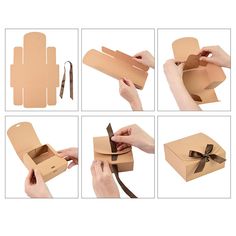 the instructions for making a cardboard box with ribbon